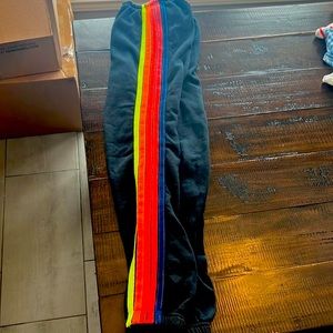 Aviator Nation 🌈 large black neon sweat pants